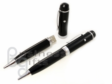 Флешка ручка, черная с лазерной указкой